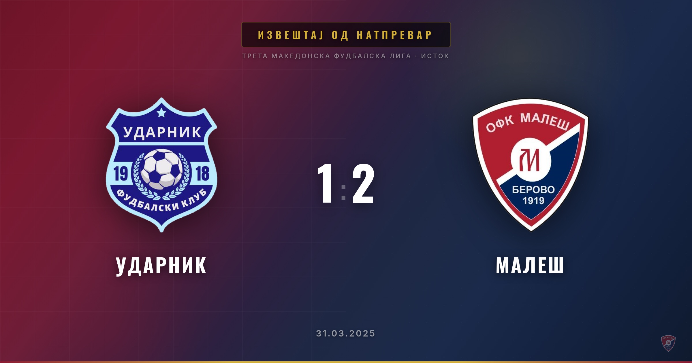 Малеш со гостинска победа од 1:2 против Ударник!